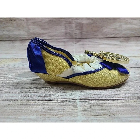 Disney Store Snow White Costume Dress Up Children's Shoes US 7/8 Gold Blue - Picture 3 of 11